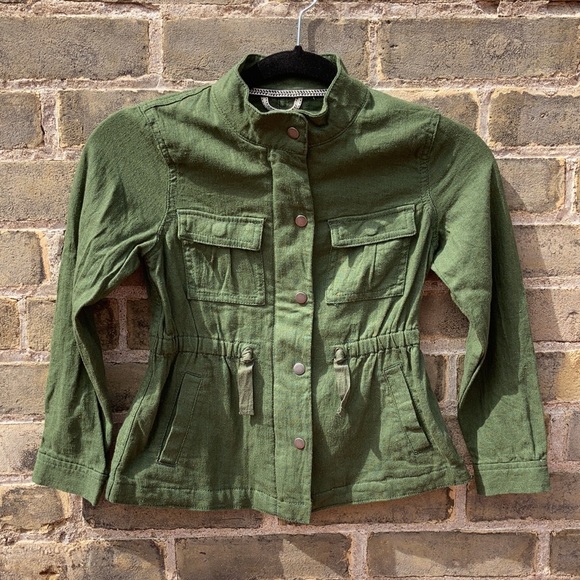 Old Navy, Girls S, Army Green Jacket, Linen Blend - Picture 3 of 13